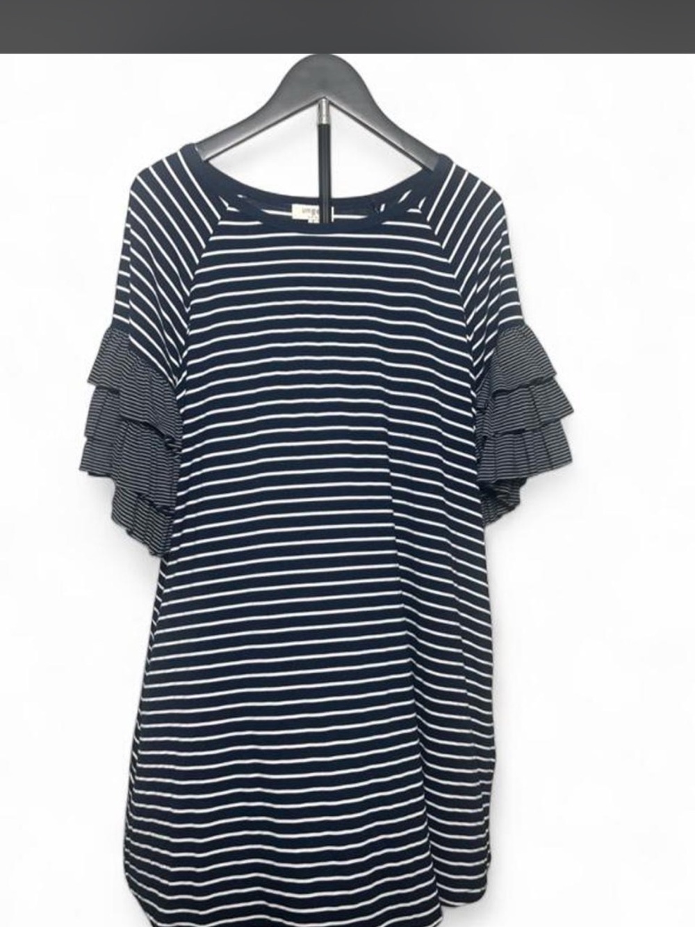 Umgee Navy and White Striped Boatneck Top